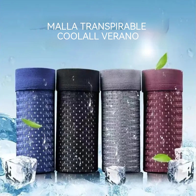 4 piezas (L-4XL)🔥2026 Nuevos calzoncillos bóxer de seda helada para hombre, modal, talla grande, con malla antibacteriana