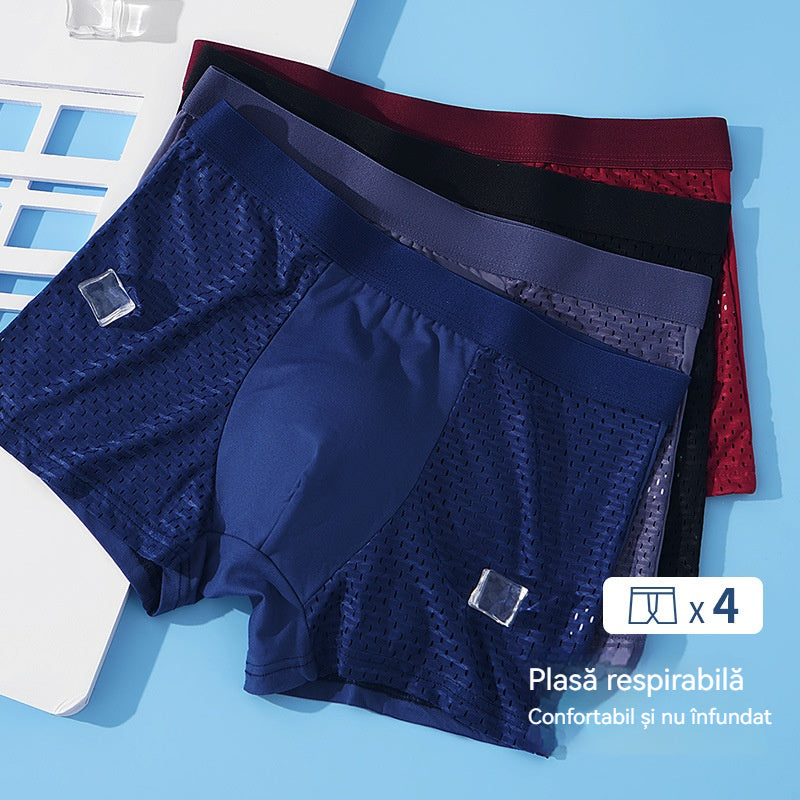 🔥【4 piezas por 27 euros】Calzoncillos bóxer de malla transpirable y cómodos para hombre