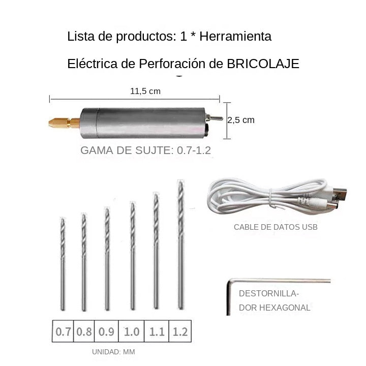 đMini taladro manual elĂ©ctrico USB, mini amoladora elĂ©ctrica DIY