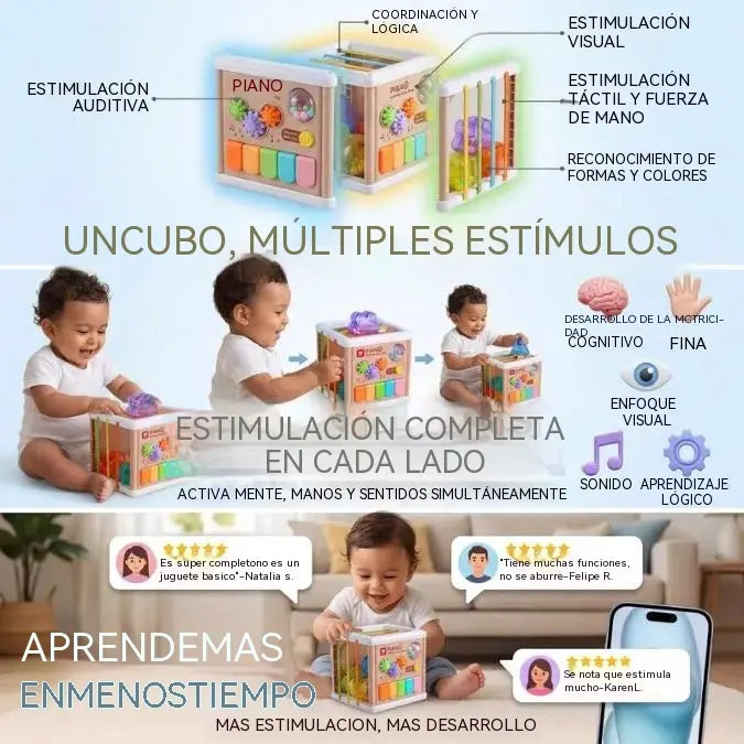 Teclado electrónico multifuncional 5 en 1, un juguete musical educativo para la primera infancia que ayuda a desarrollar la coordinación mano-ojo.