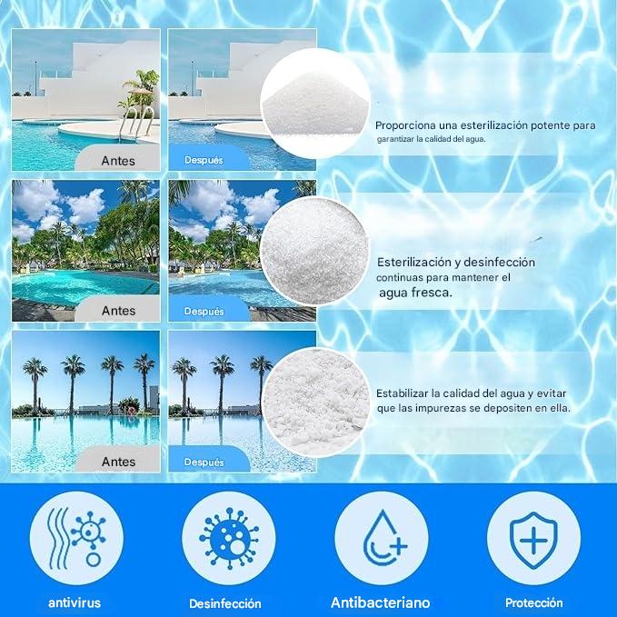 🔥【Compra 1, llévate 1 gratis】🏊♀️💧Pastillas limpiadoras para piscinas para un agua clara y transparente.