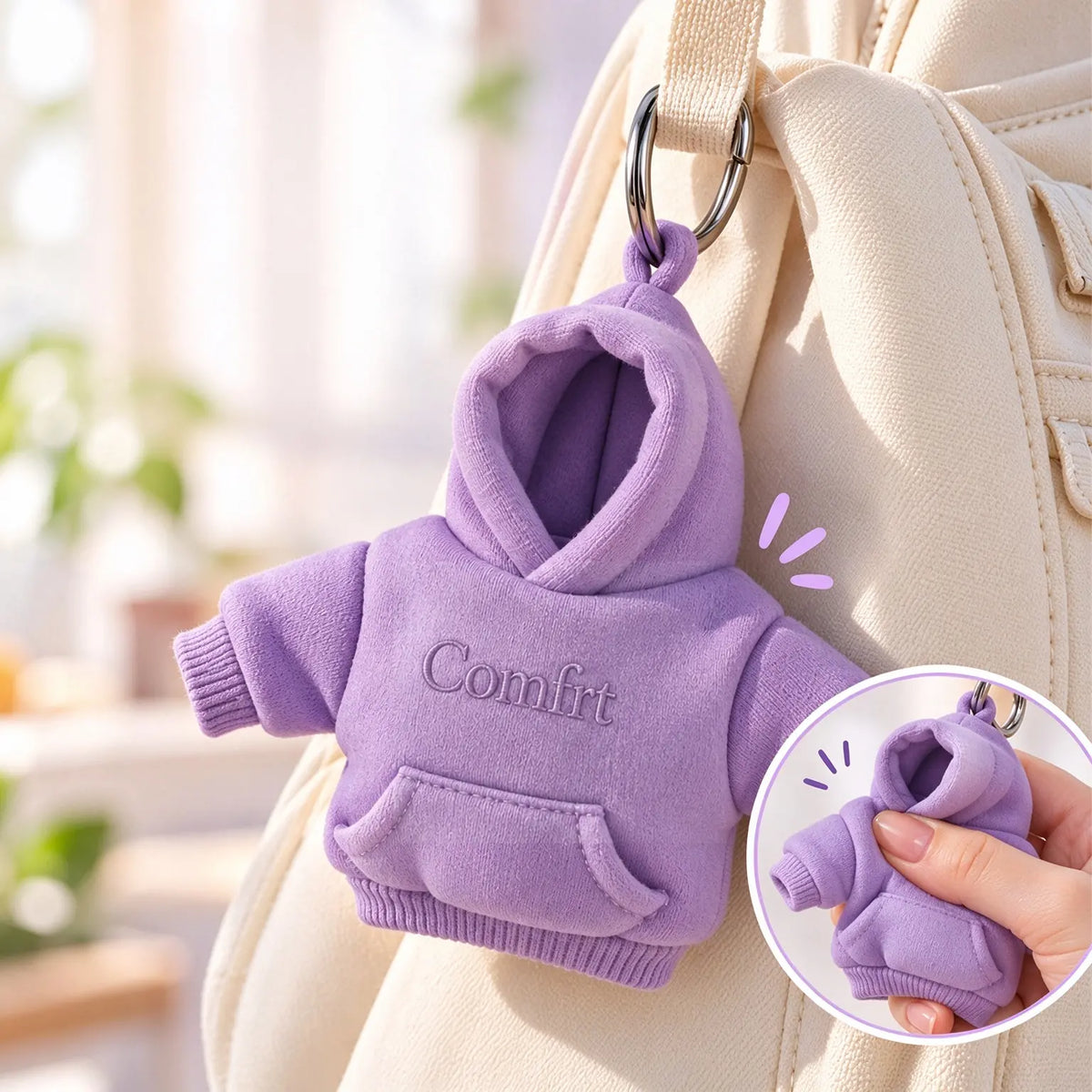 👕🧶 Llavero de edición limitada: mini pelota antiestrés con diseño de sudadera con capucha ✨