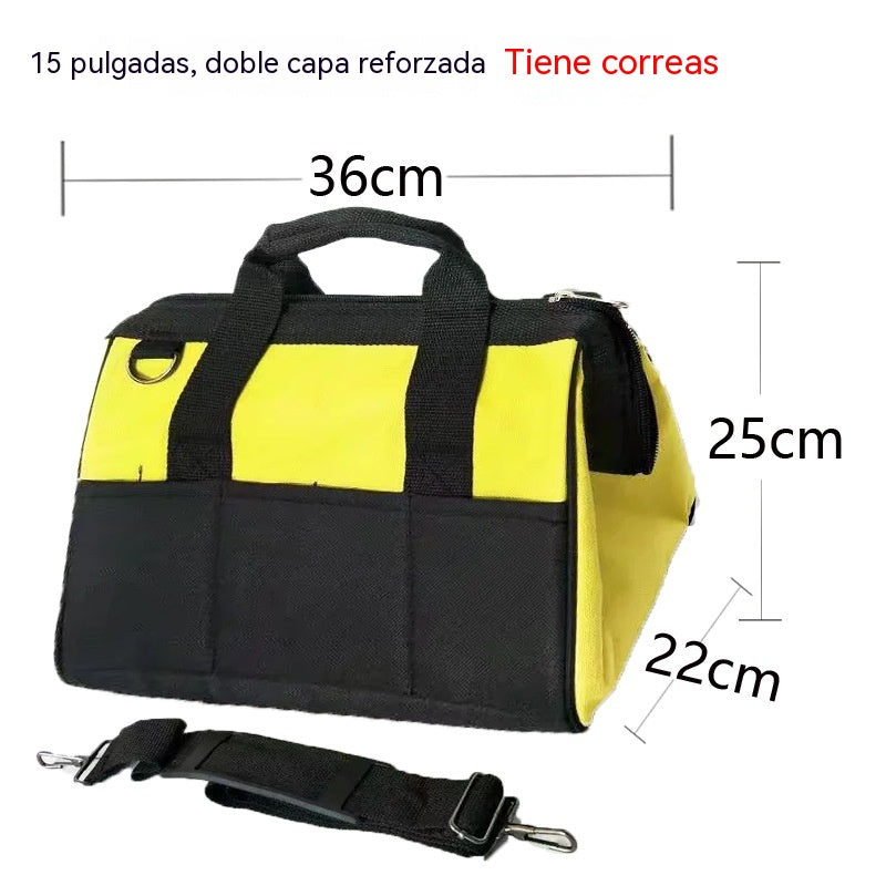 Bolsa de herramientas resistente con correa para el hombro: duradera, espaciosa y práctica para diversos trabajos.