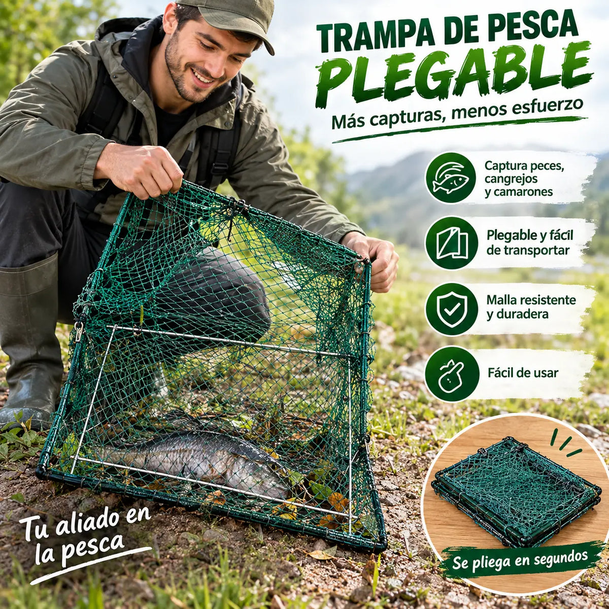 【40*50cm】Red para Capturar Gallinas y Aves con Mecanismo de Resorte, Fácil y Práctica