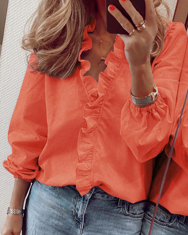 🌿✨ Blusa de mujer – Primavera/Verano, manga larga, diseño con volantes, elegante y ligera 📦