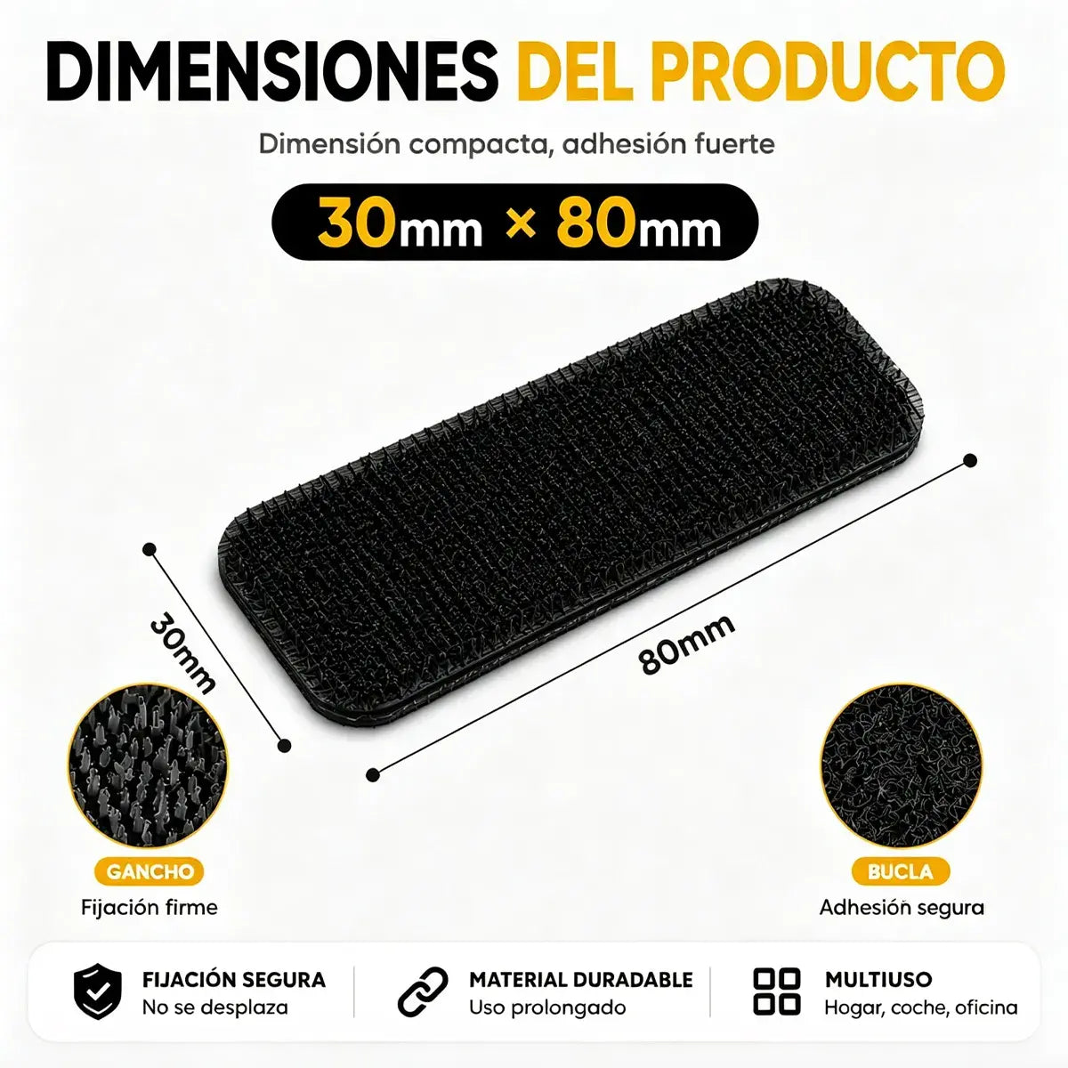 (50 pares)🛋️ Cinta de Velcro Adhesiva de Alta Resistencia – Fijación Antideslizante para Sofás, Alfombras, Cojines y Alfombrillas | Sin Taladros y Fácil de Instalar
