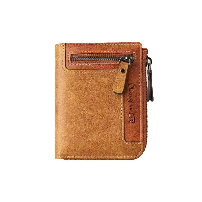 Cartera de cuero con cremallera para hombre, elegante y con estilo.