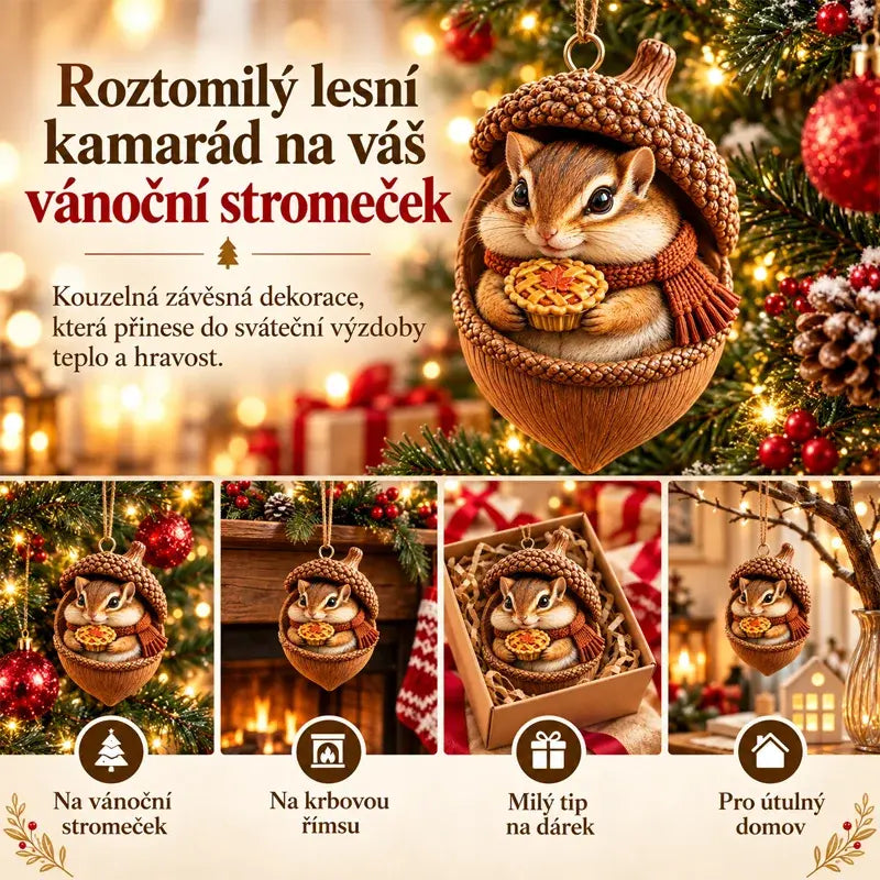 🎉【Kupte 6 kusů a získejte 6 kusů zdarma】12 kusů za 540 Kč🤩 🎁Nový 2D akrylový vánoční design se zvířaty ve tvaru šišky