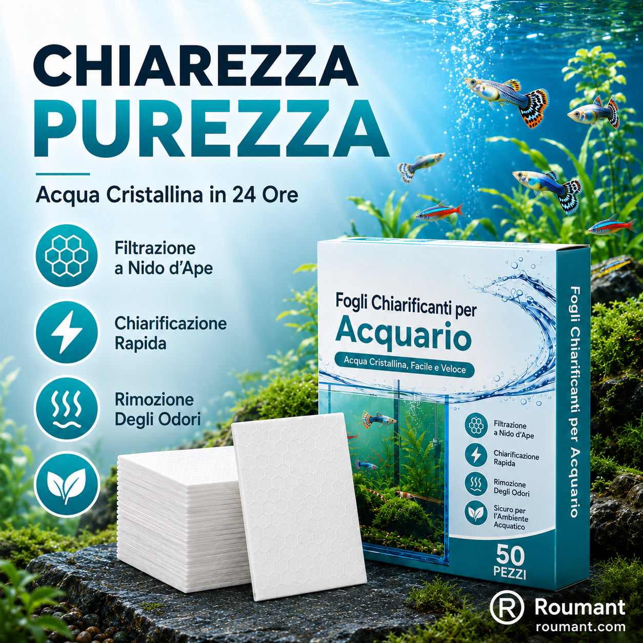 🐠 ✨ Pastillas clarificadoras para acuarios: mantienen el agua clara y transparente hasta por 24 horas, eliminan olores e impurezas, seguras para todos los peces y plantas 🌿🔮