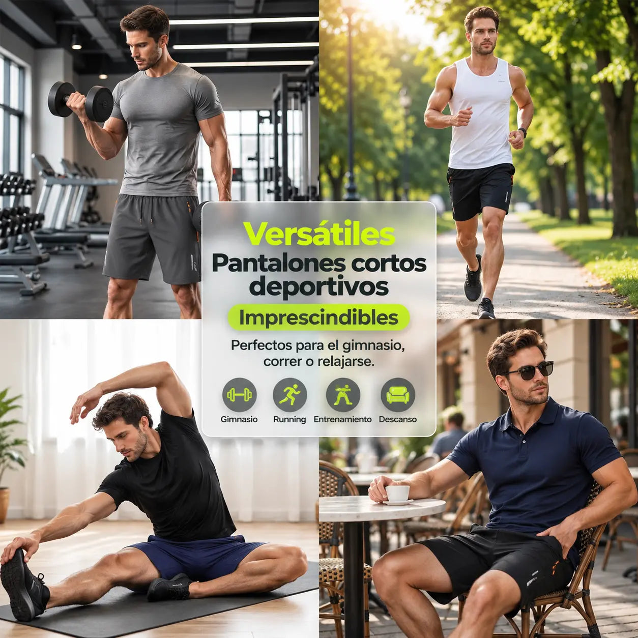 ššćJuego de 3 piezasććM-8XLćShorts elĆ”sticos de secado rĆ”pido para hombre