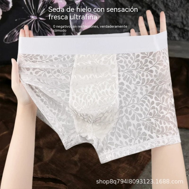 【L-4XL】Ropa interior de malla de seda helada para hombre, tallas grandes, transpirable.-【55-100kg】
