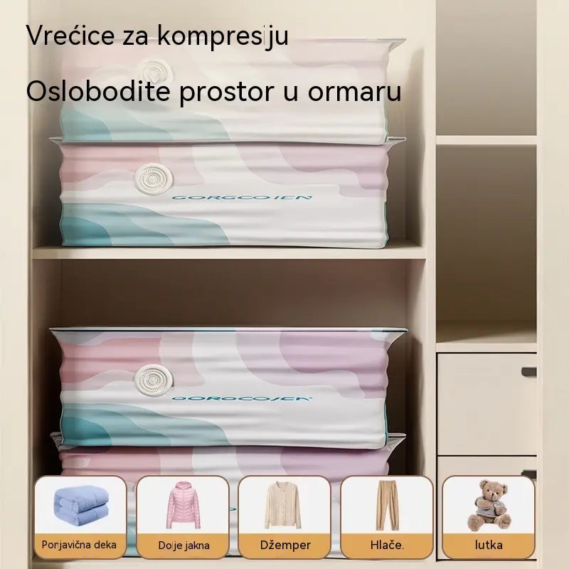 🧳 💨 Velika, stlačiva vakuumska vrećica za pohranu: nije potrebna pumpa, nepropusna je i idealna za uštedu prostora u koferima i kod kuće ✈️