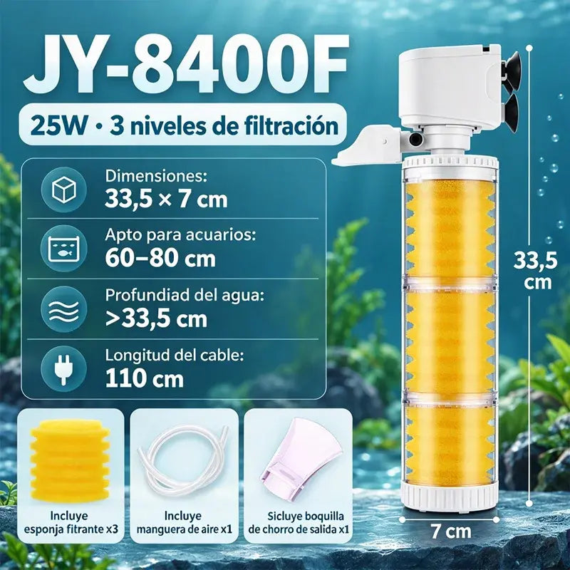 🐠💧 Filtro 3 en 1 para Acuario | Separador de Residuos, Bomba de Agua y Sistema de Filtración con Circulación