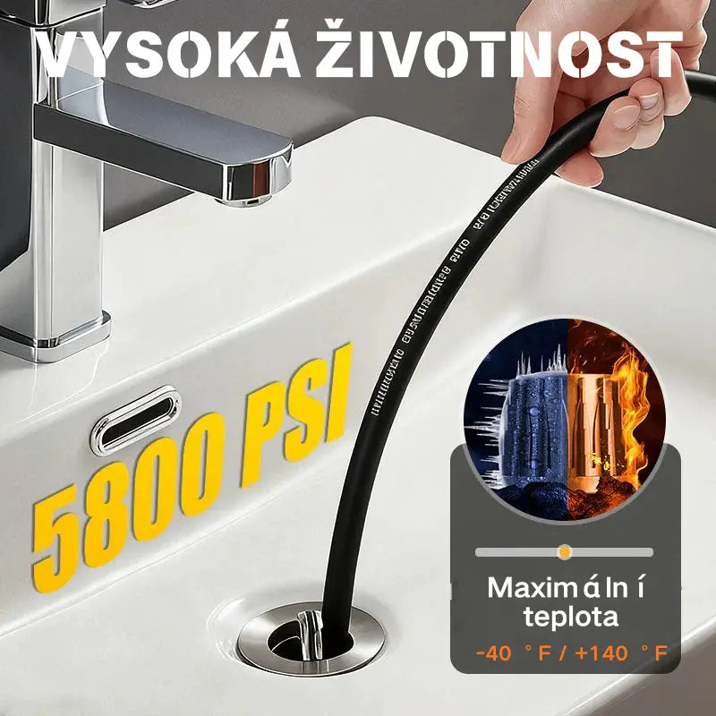 Limpiador de tuberías multifuncional de alta presión / equipado con boquilla de alta presión y manguera larga / utilizado para desatascar tuberías de desagüe y eliminar obstrucciones.