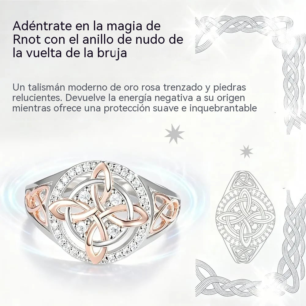 🔮Plata 925 Anillo de protección con nudo de retorno de bruja hecho a mano