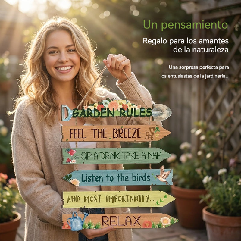 Letrero colgante rústico de madera para jardín, placa decorativa de pared 🏡