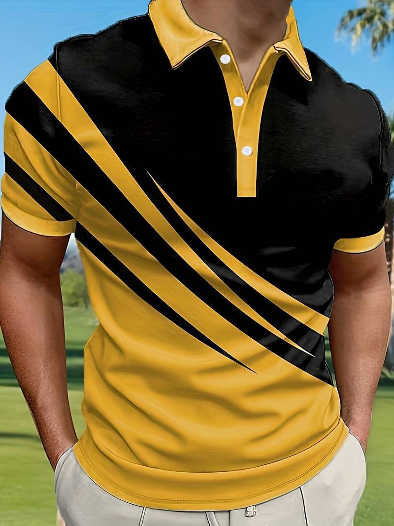 🔥【50%OFF】👔【S-6XL】Nueva camisa polo de verano para hombre con estampado 3D a rayas