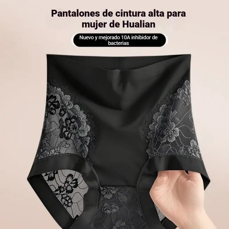 【Compra 2 y llévate 3 gratis】Braguitas de control de abdomen de alta elasticidad con encaje sin costuras para mujer, bragas moldeadoras y levantadoras de glúteos
