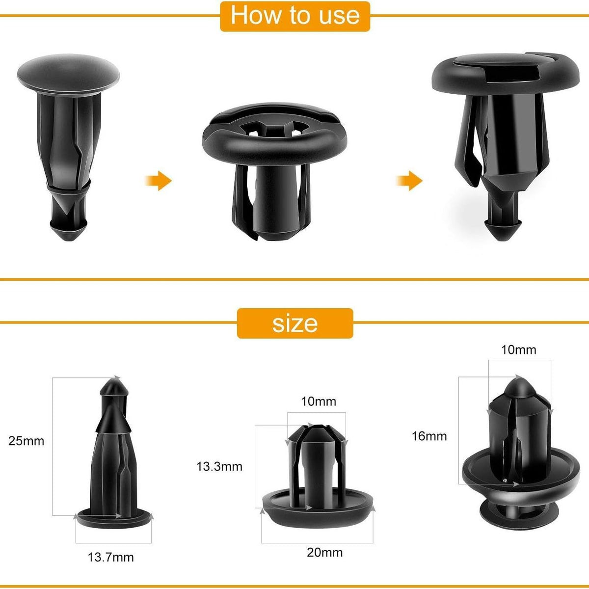 【Juego de 150 piezas + alicates】Juego de hebillas de plástico para tornillos de expansión automotrices