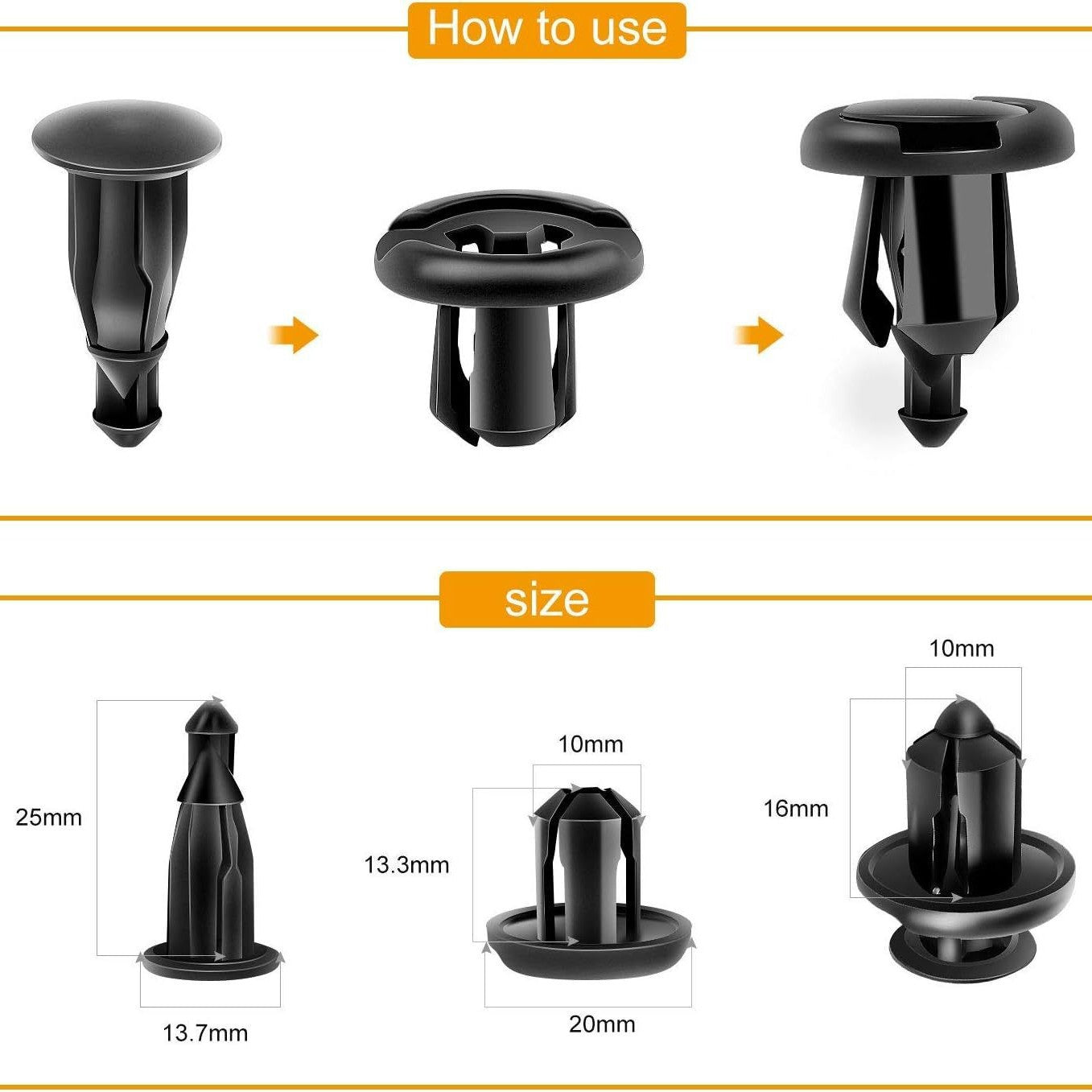 【Juego de 150 piezas + alicates】Juego de hebillas de plástico para tornillos de expansión automotrices