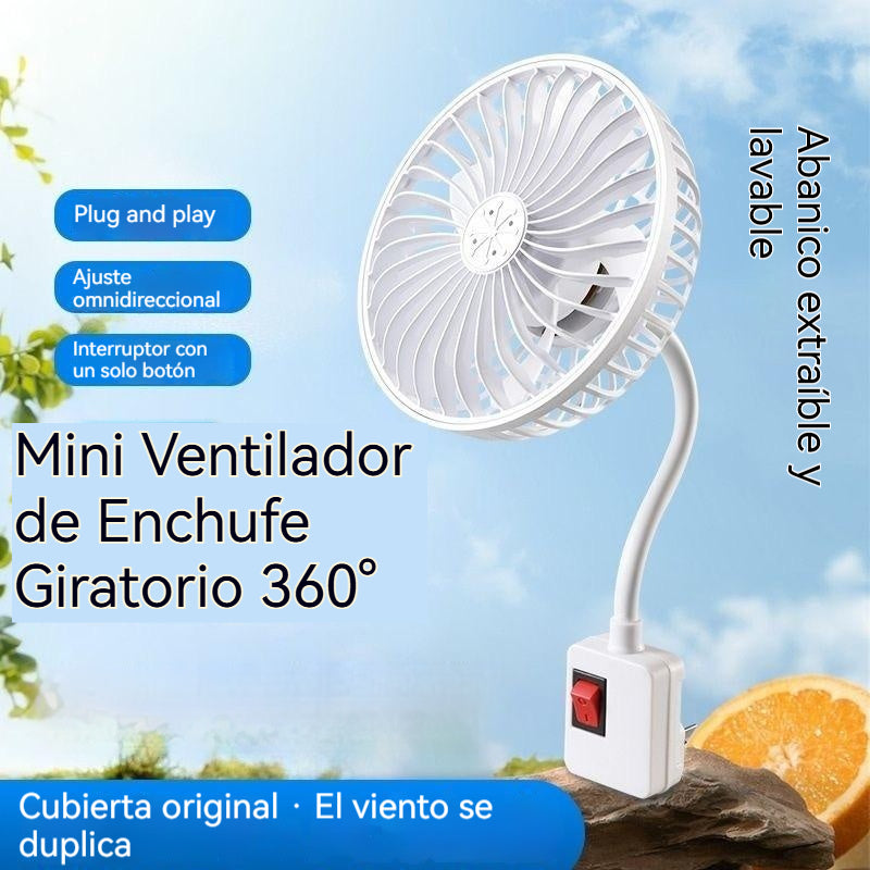 Compra 1 y recibe 1 gratis 🌟¡Dos por solo 29 euros!🔌💨 Mini Ventilador de Enchufe Giratorio 360° – Frescura Potente para Cocina, Baño, Dormitorio y Oficina