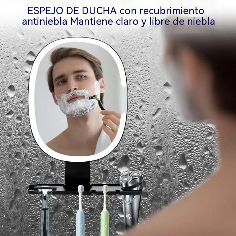 Espejo de afeitar antivaho con estante organizador