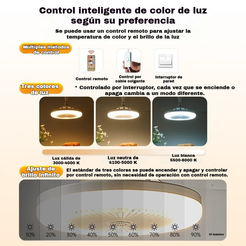 💡¡Disfruta de un 40% de descuento! ✨Ventilador de techo LED con control remoto: funcionamiento silencioso, 3 luces, ahorro de energía🌀