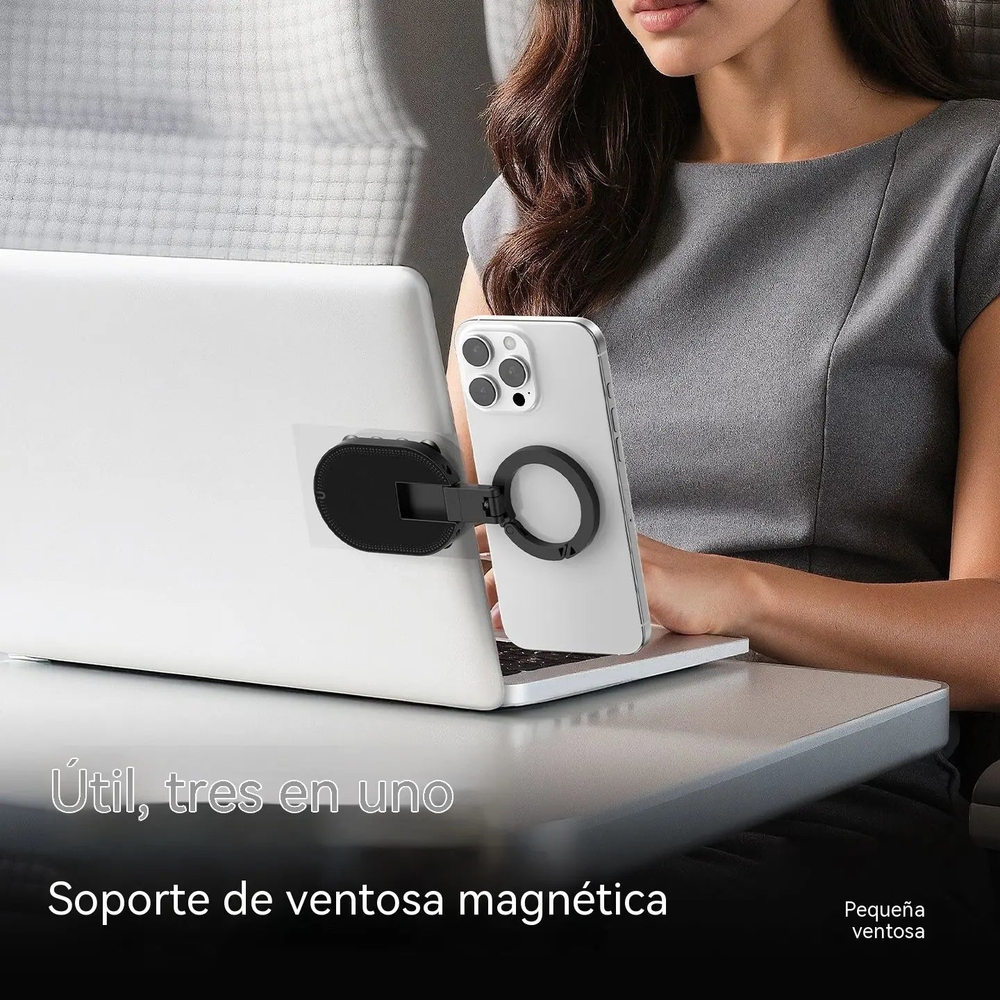 Este soporte para teléfono, plegable y giratorio, con ventosas e imanes, es un soporte multifuncional tres en uno para coche, un dispositivo muy versátil.