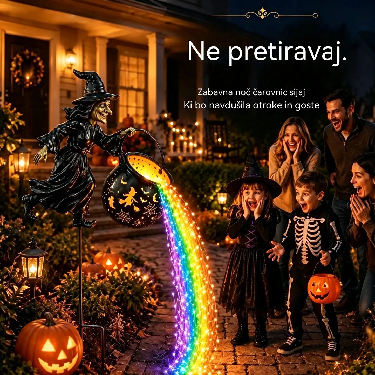 🧙♀️🎃 Vrtna svetilka Čarovniški kotel z LED lučko – Osupljiva zunanja dekoracija 🔮✨