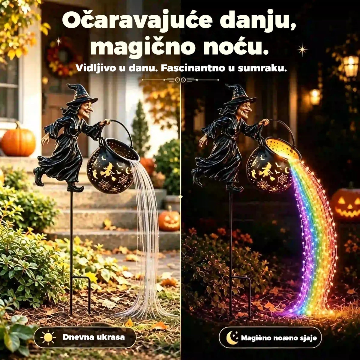 🧙♀️🎃LED vrtna svjetiljka u obliku vještičkog kotla – zadivljujući vanjski ukrasi 🔮✨