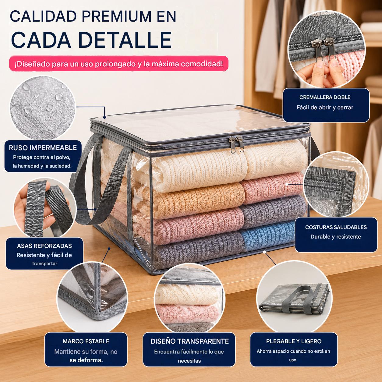 【3 pieza】🔥📦Bolsas de almacenamiento transparentes, grandes, resistentes y reforzadas, ideales para guardar ropa, para mudanzas y para almacenamiento en general.-【Grande + Mediano + Pequeño】
