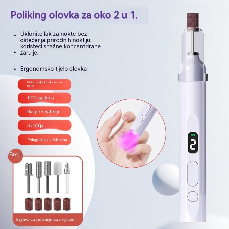 š
ElektriÄna turpija za nokte 2 u 1 s LED lampom (lampa za suÅ”enje + 5 nastavaka za poliranje)