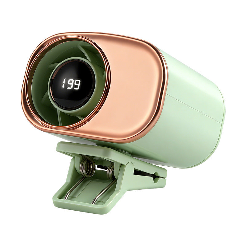 🌀 Ventilador manos libres con pantalla LED, clip integrado y 199 niveles de ajuste