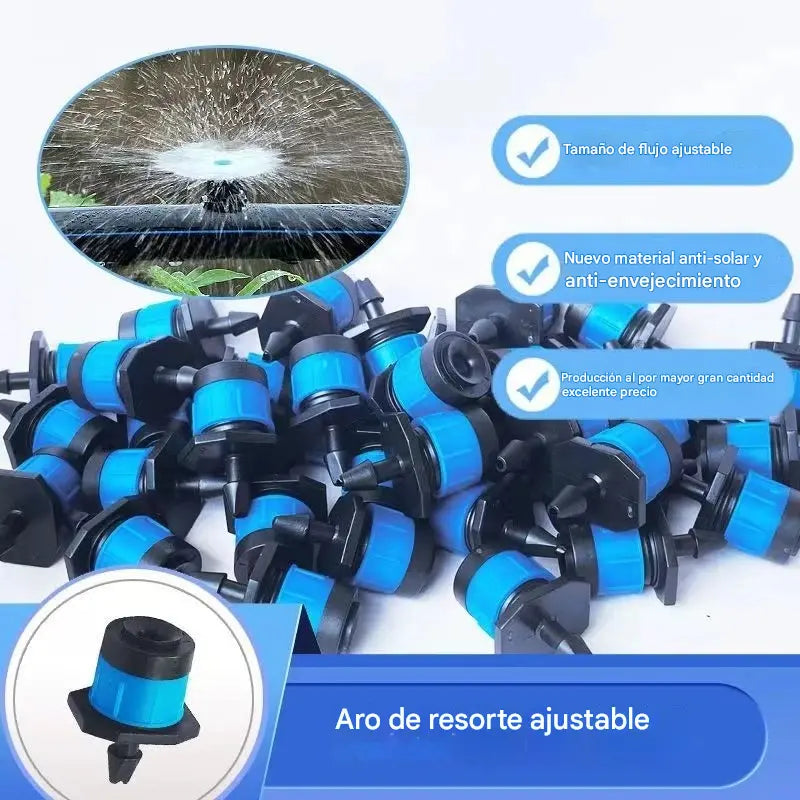 【100 piezas 22 euros】100 goteros de riego ajustables– ¡Ahorra agua, aumenta la producción!
