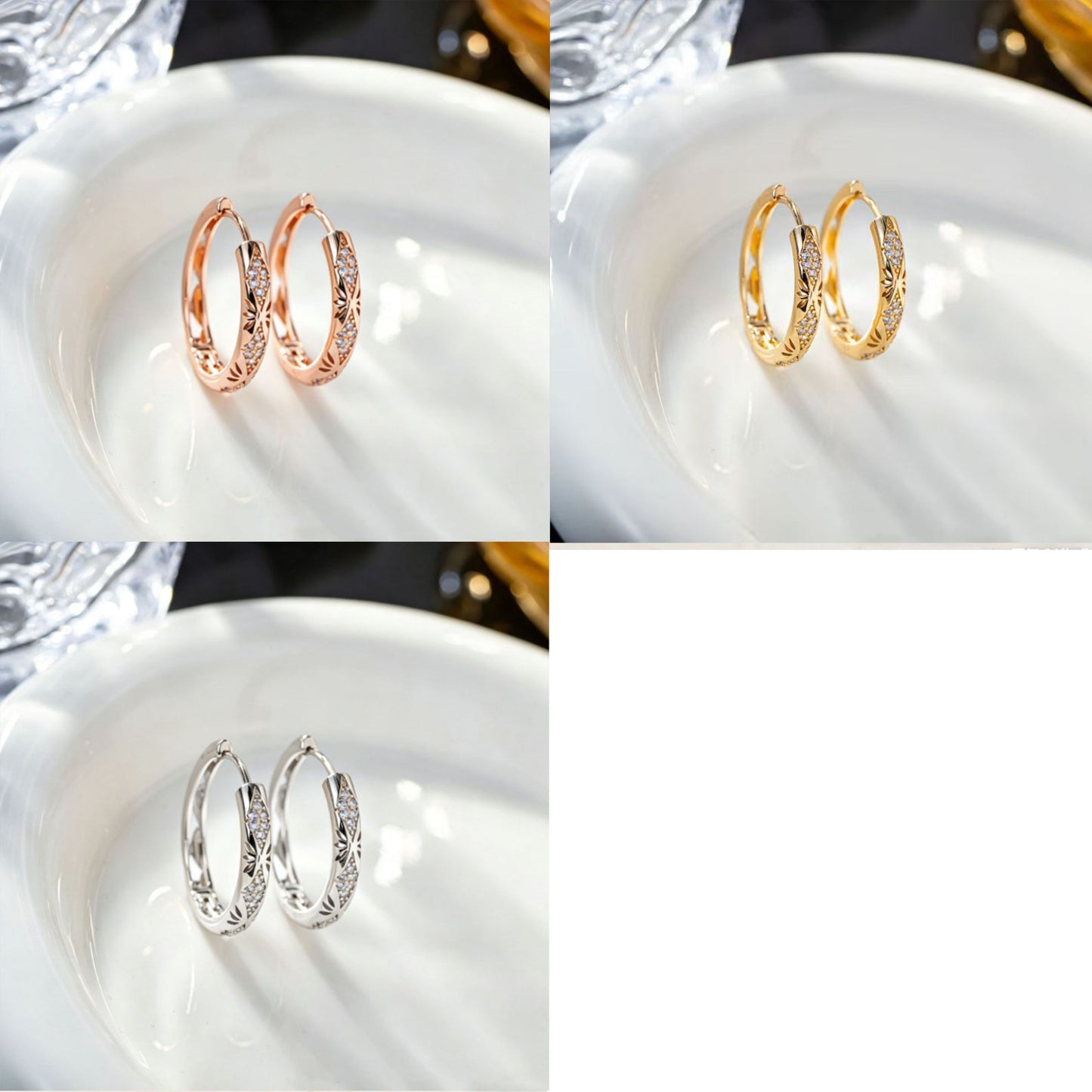 📢📢Compra 1 y llévate 2 gratis ⏰ Pendientes de aro huecos con circonita brillante