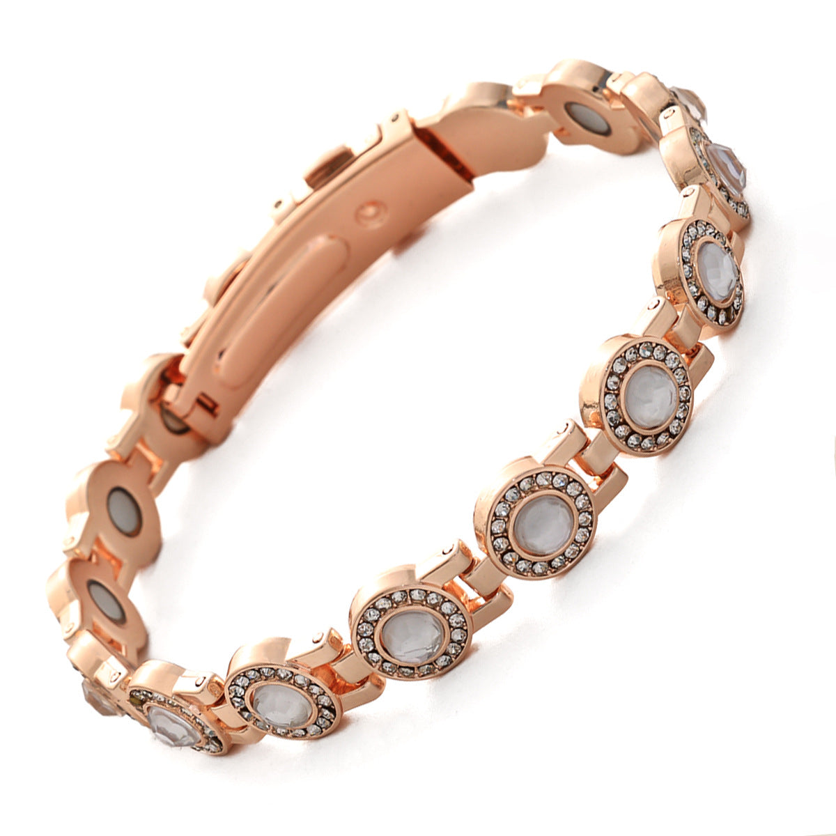✨Pulsera magnética de aleación de lujo con estilo, pulsera magnética de circonita de cobre puro