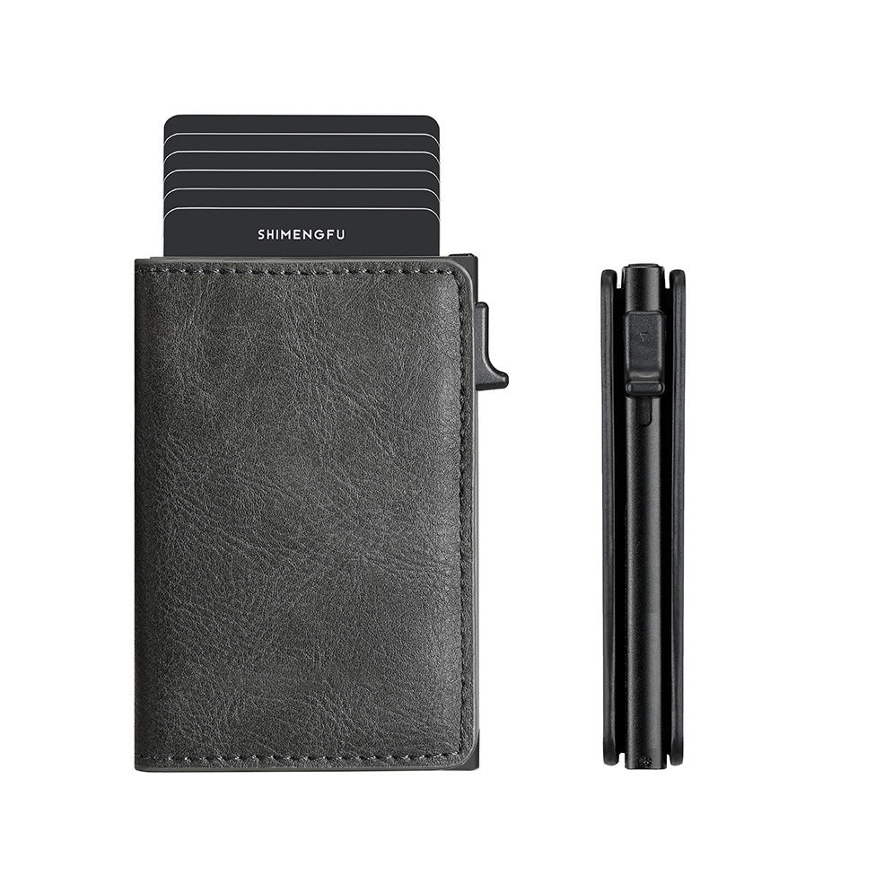 Tarjetero desplegable de aleación de aluminio con protección RFID antirrobo para hombre