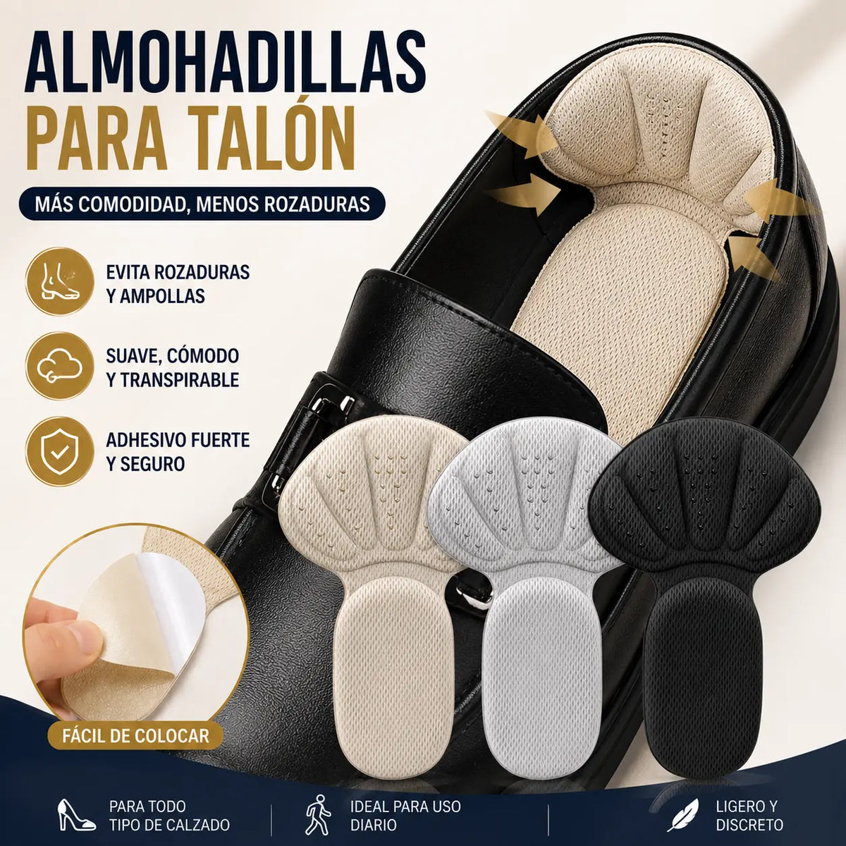 👠6 pares ✨ Insertos adhesivos recortables para el talón: cómodos, discretos y previenen ampollas 👣