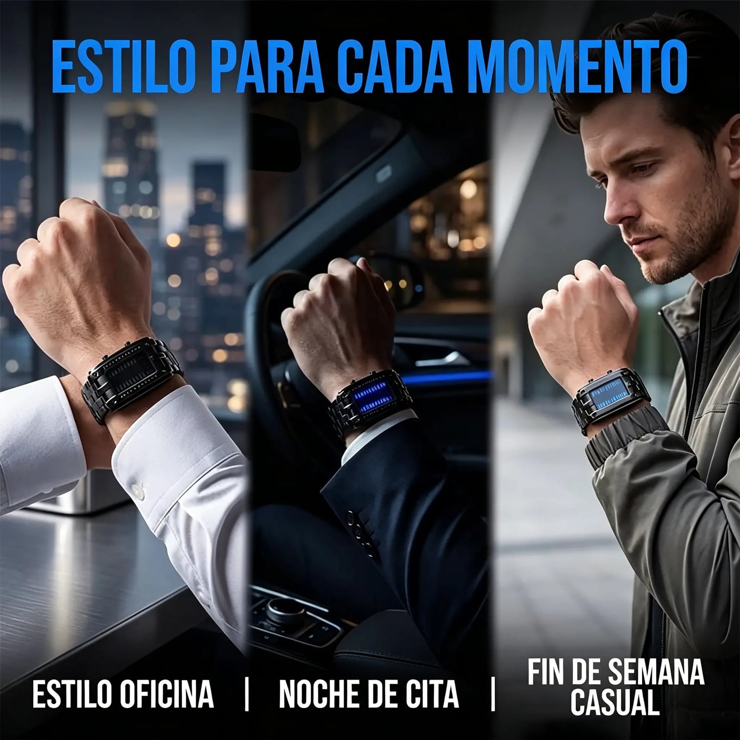 ⌚Reloj electrónico de moda para parejas con LED, doble línea binaria y Iron Man.