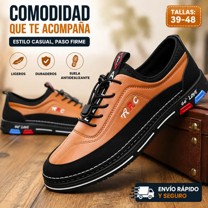 💯🔥【39-48】Los zapatos de negocios casuales para hombre están hechos de cuero impermeable y resistente a las manchas con una suela suave para un uso cómodo.