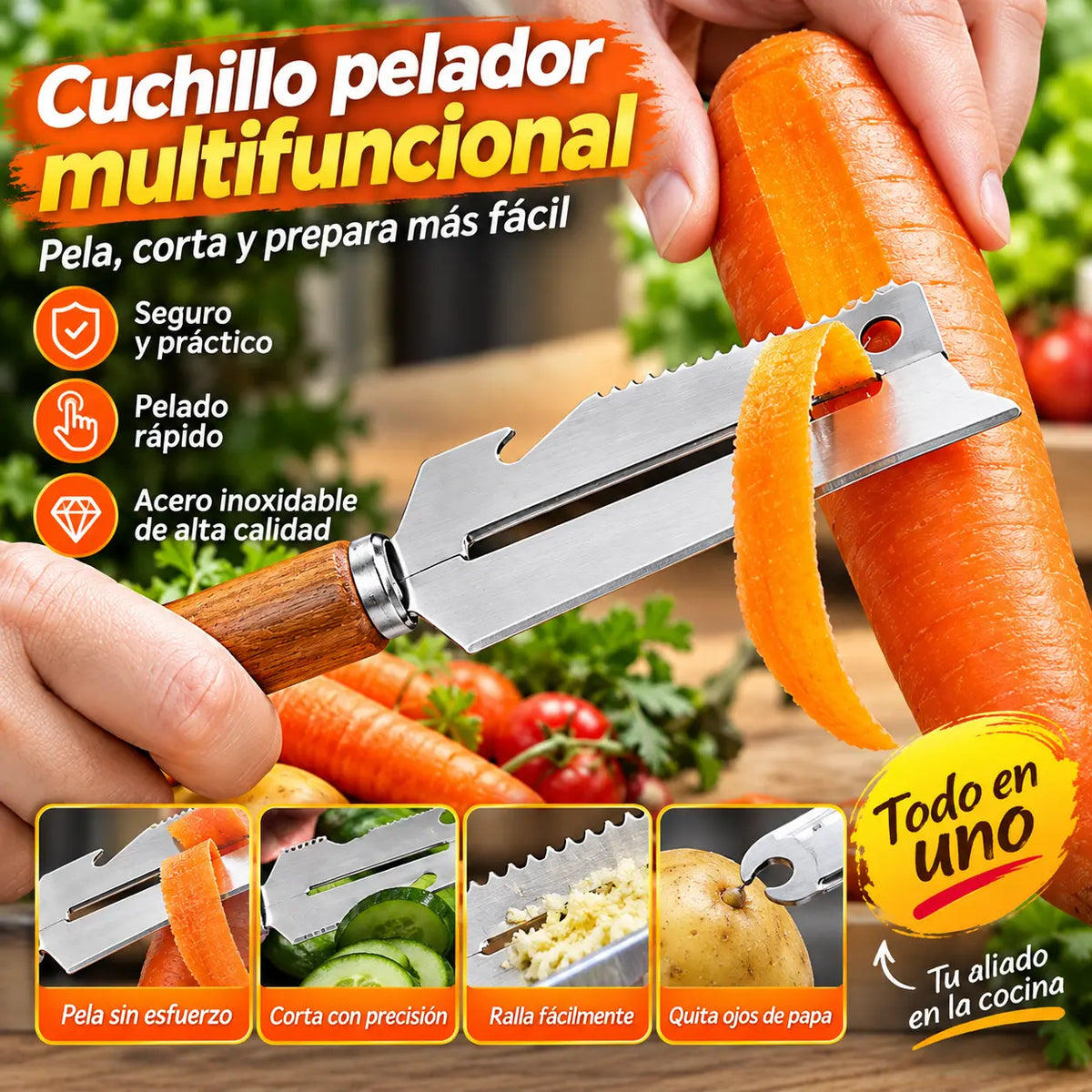 💥Compra 1 y llévate 1 gratis💥🔪Pelador multifuncional de acero inoxidable🧅