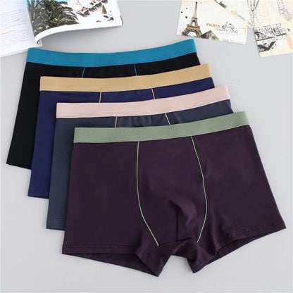 【4 piezas】【XL-9XL】Calzoncillos bóxer cómodos para hombre, de algodón puro, transpirables, elásticos y muy suaves.【45kg-150kg】