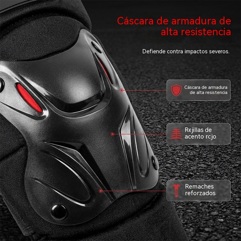 🏍️ ¡Aprovecha ahora con un 40% de descuento! 🛡️ Juego de rodilleras y coderas para motocicleta – Resistentes a los impactos, correas ajustables y forro transpirable – Protección esencial para conducir, patinar o andar en bicicleta 💪