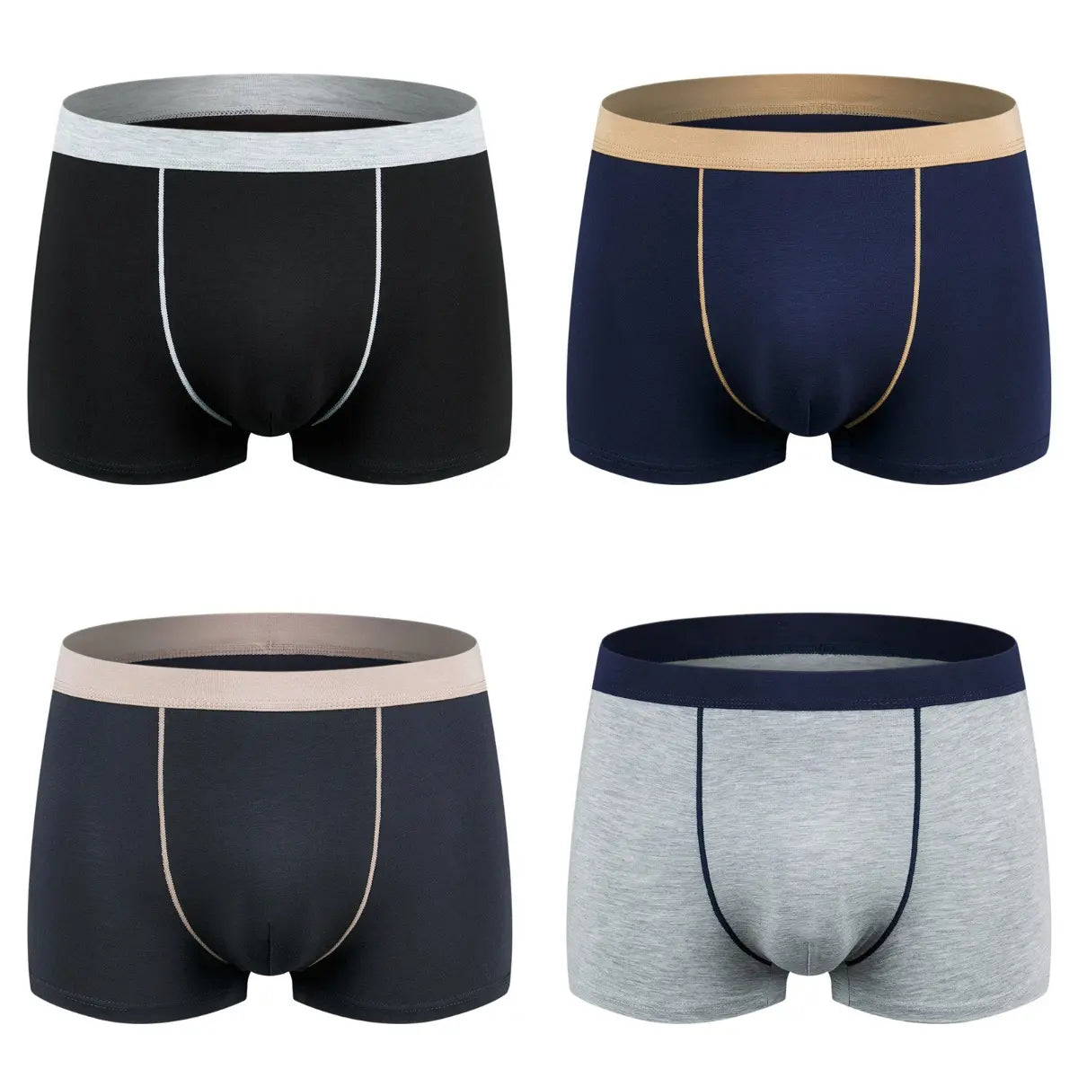 【4 piezas】【XL-9XL】Calzoncillos bóxer cómodos para hombre, de algodón puro, transpirables, elásticos y muy suaves.【45kg-150kg】