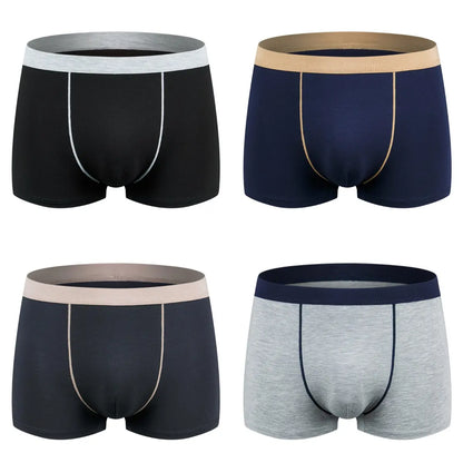 【4 piezas】【XL-9XL】Calzoncillos bóxer cómodos para hombre, de algodón puro, transpirables, elásticos y muy suaves.【45kg-150kg】