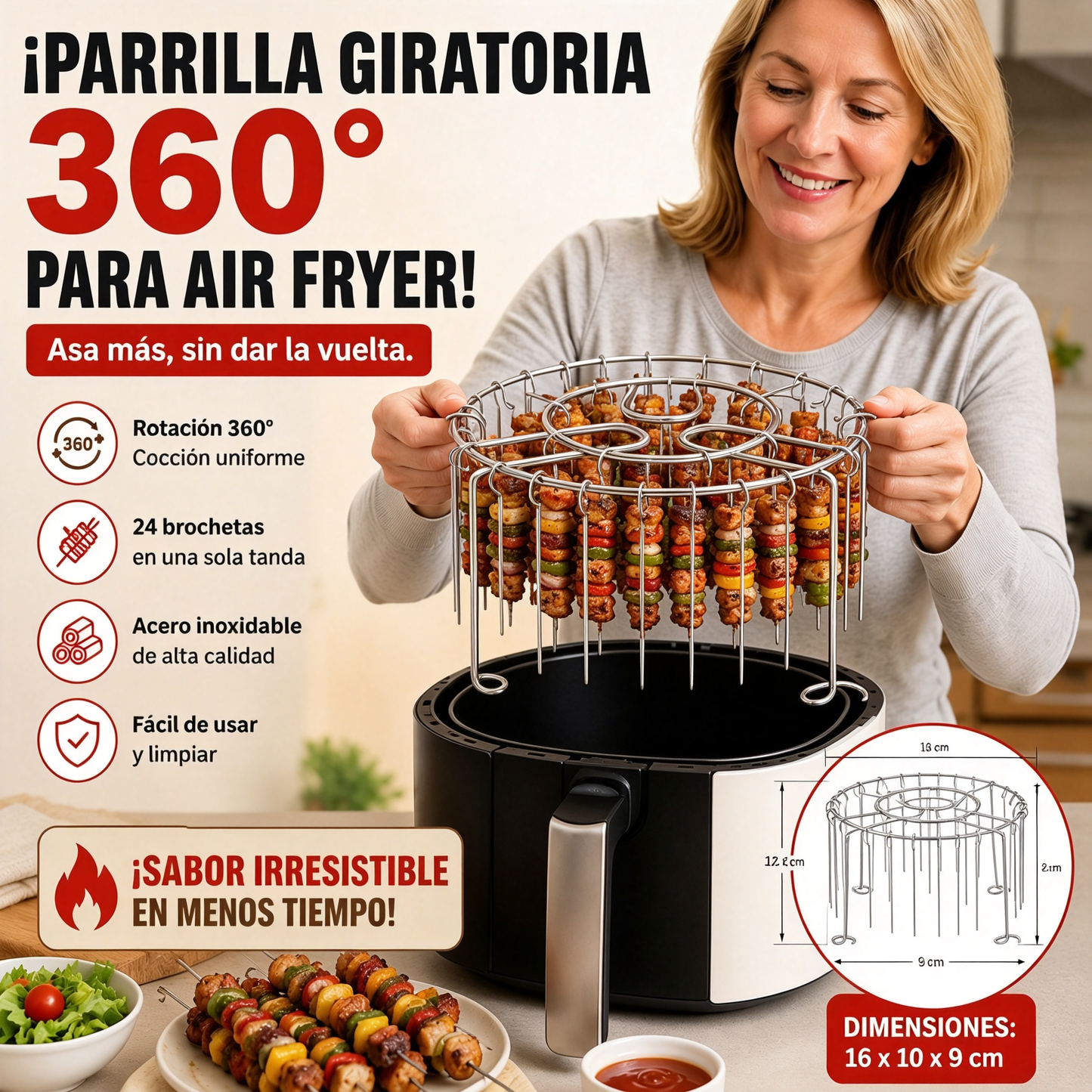 ✨【2 juegos por 28 euros】Parrilla de acero inoxidable para brochetas🍢