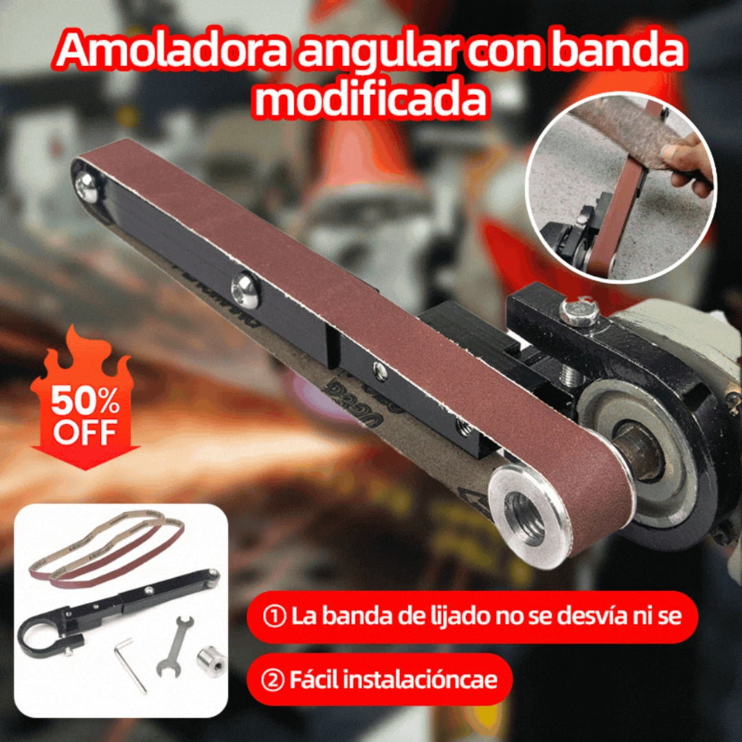 🛠🧰Amoladora angular modificada para convertirla en lijadora de banda multifuncional 【1 juego de máquina de lijado de banda + 10 bandas de lijado de repuesto】
