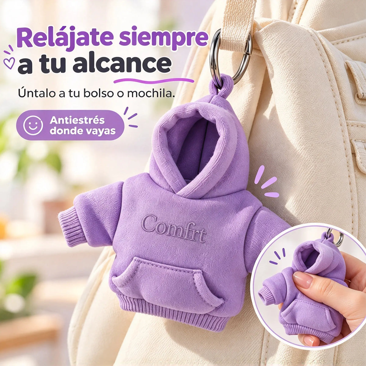 👕🧶 Llavero de edición limitada: mini pelota antiestrés con diseño de sudadera con capucha ✨