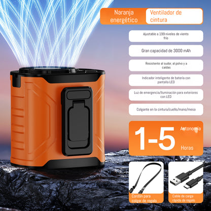 👍【Motor de alta velocidad + iluminación + 199 ajustes de velocidad del viento + pantalla digital inteligente】Ventilador eléctrico montado en la cintura