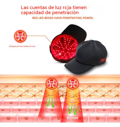 💯【70 perlas LED, con función de masaje】Gorro portátil para el crecimiento del cabello con luz roja y azul